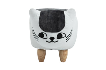 Cat Condo Black and White Pet House Polyester Upholstered Animal Storage Ottoman